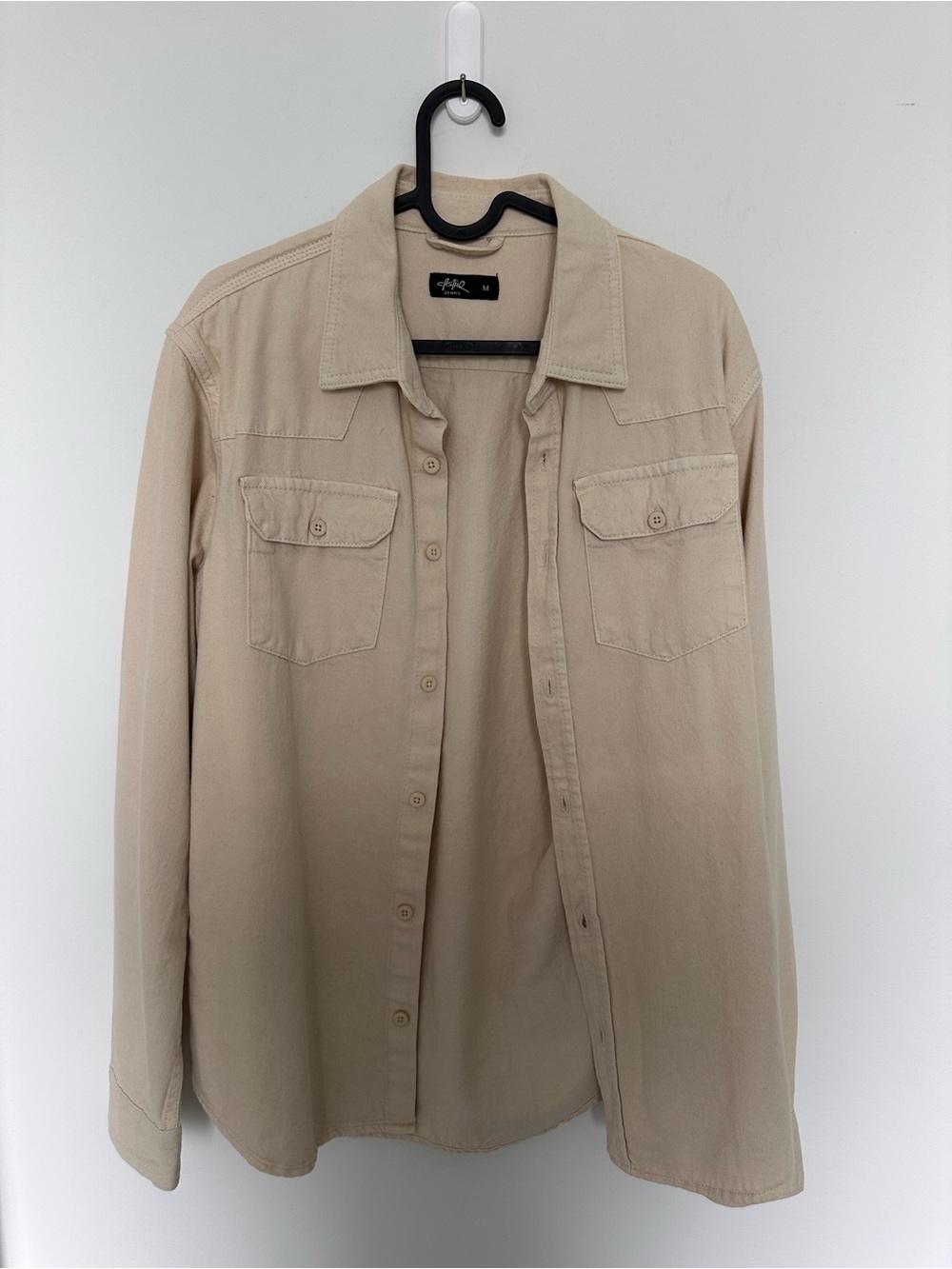 Astr Beige Military-Style Button Front Jacket